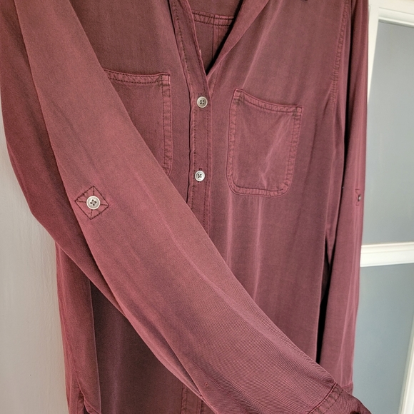 Rock & Republic Collared Button Down Blouse size Small Rust Colored - Picture 6 of 6